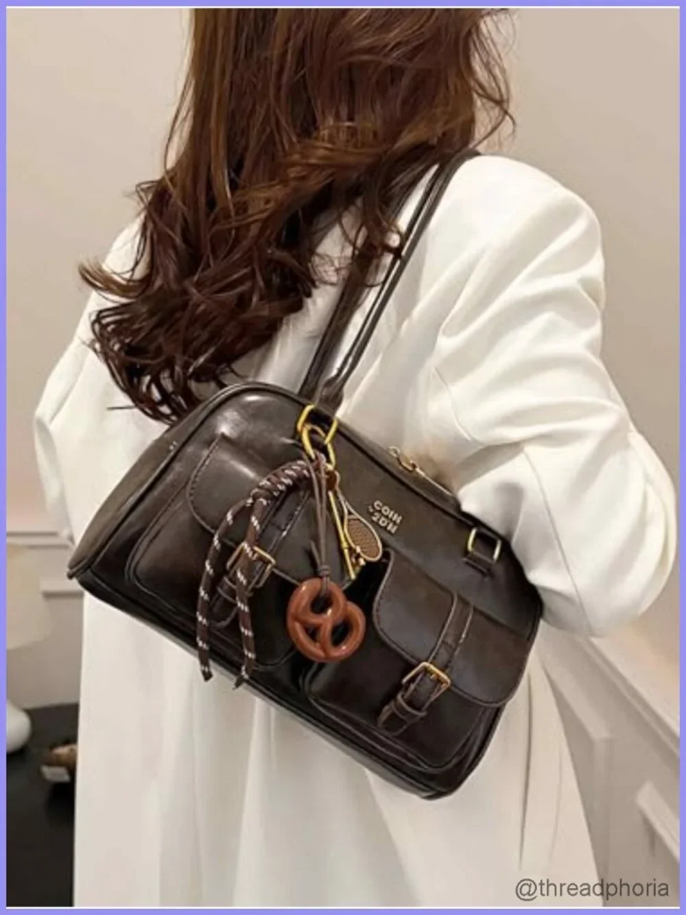 Vintage Hobo Shoulder Bag Faux Leather Y2K Purse Casual Handbag